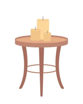 Elegant table with candles semi flat color vector object Stock Illustration