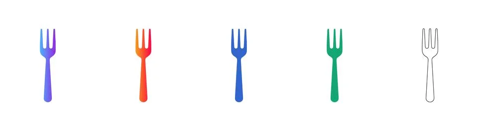 Elegant Table Fork Icon Set for Food Design Stock Illustration