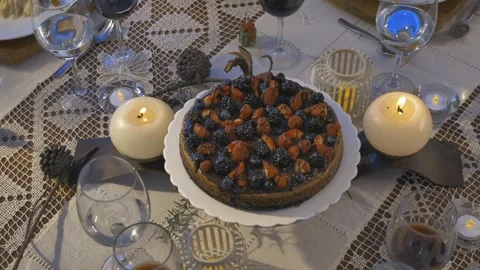 Elegant table set for dinner Stock Footage 255186602