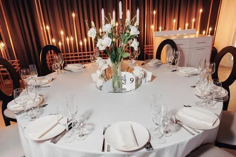 Elegant table set for a formal dinner Stock Photos
