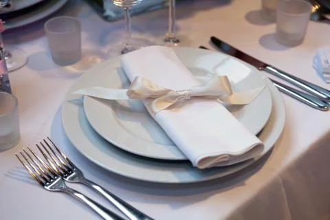 Elegant table set for a wedding dinner Stock Photos