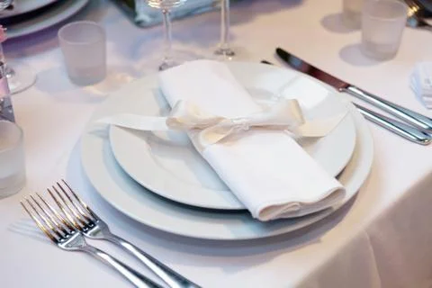 Elegant table set for a wedding dinner Stock Photos