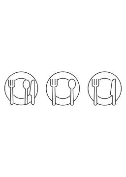Elegant Table Setting and Cutlery Etiquette Icon Set Ilustración de archivo