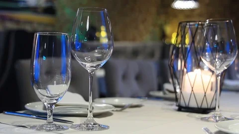 Elegant table setting with candles Stock Footage 73068225