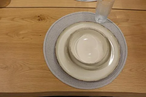 An Elegant Table Setting Featuring Exquisite Fine Dishes and Beautiful Glassware Stock Photos