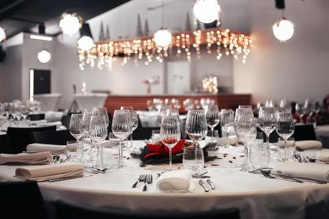 Elegant Table Setting for Festive Dinner Stock Photos