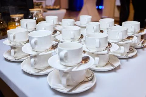 Elegant table setting, Refined display of fine china for celebration occasion Stock Photos