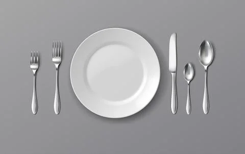 Elegant Table Setting with Silverware on Grey Background Stock Illustration