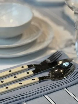 Elegant Table Setting with Silverware Stock Photos