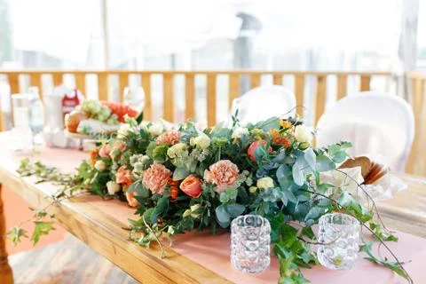 Elegant table setting in wedding Stock Photos