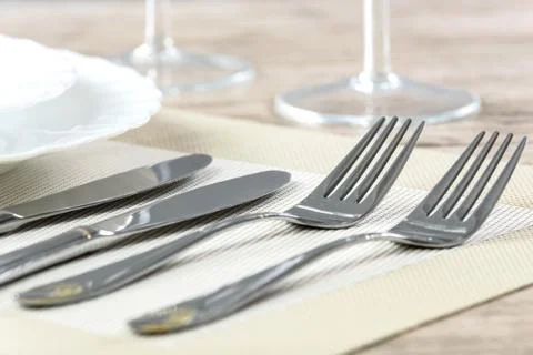 Elegant tableware settings Stock Photos