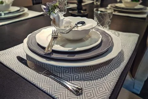 Elegant tableware settings Stock Photos