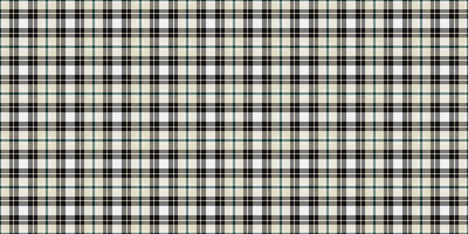 Elegant tartan pattern featuring classic stripes in black, ivory and green. U Stock Illustration