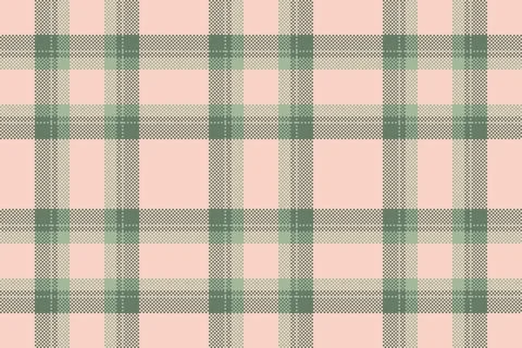 Elegant tartan pattern featuring a pixelated design in muted greens and soft  Illustrazione stock