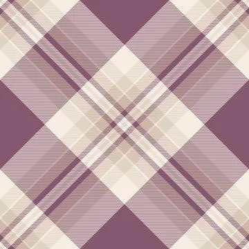 Elegant tartan pattern in soft mauve and cream. Seamless diagonal check. Perf Stockillustratie