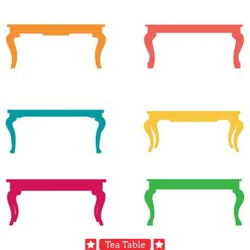 Elegant Tea Time  Exquisite Tea Table Vector Silhouettes Collection for Sty.. Stock Illustration