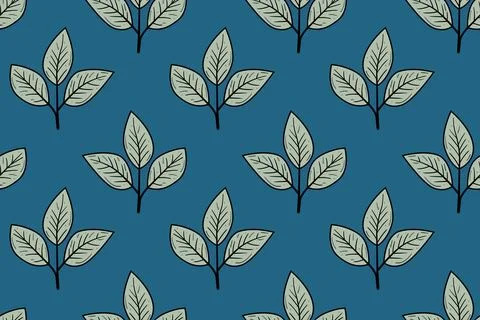 Elegant teal background adorned with a repeating pattern of stylized, three.. Illustrazione stock
