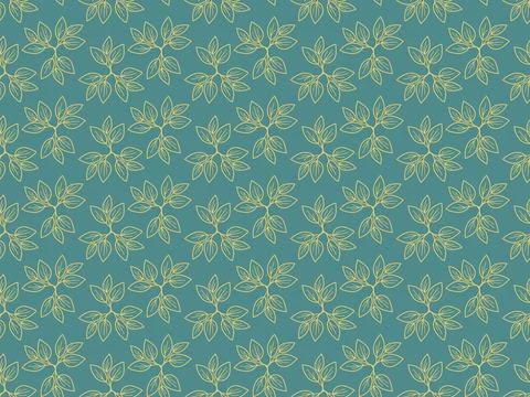 Elegant teal background adorned with a repeating pattern of delicate, golde.. Illustrazione stock