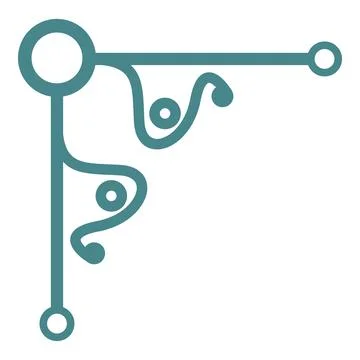 Elegant teal corner design element with circles and swirls Stock Illustration