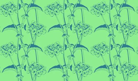 Elegant teal floral pattern on a light green background.  Perfect for texti.. Illustrazione stock