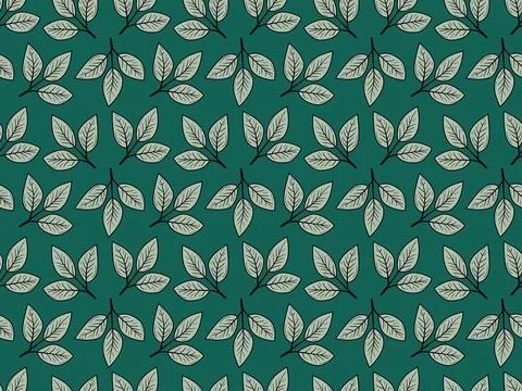Elegant teal green leaf pattern.  Perfect for textile design, wallpaper, or.. Stock Illustration