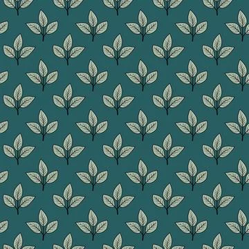 Elegant teal leaf pattern.  A seamless repeat design perfect for textiles, wa Stock Illustration