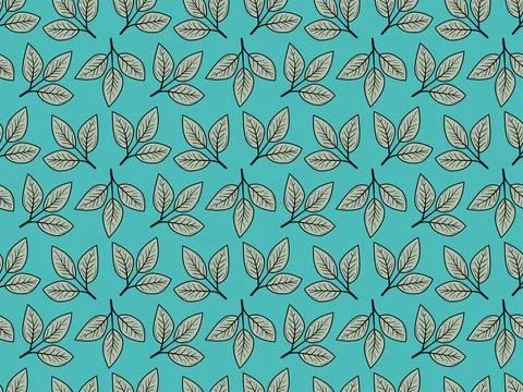 Elegant teal leaf pattern.  A seamless design perfect for textile prints, w.. Stock Illustration
