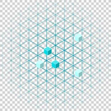 Elegant technical triangular grid with cubes transparent PNG Stock Photos