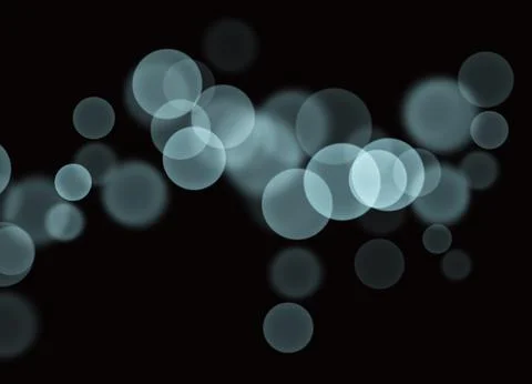 Elegant Template of Transparent Light Blue Bokeh Soap Bubbles on Abstract Bla Stock Illustration