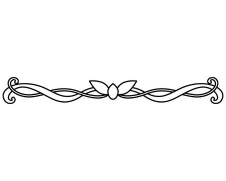 Elegant text divider, scroll and leaf border - vector linear element for text Stock Illustration