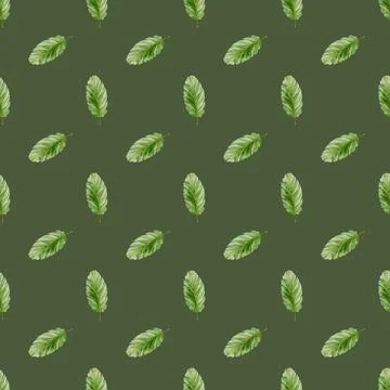 Elegant textile design featuring repeating green leaf pattern on dark backg.. Stock Illustration