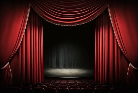 Elegant theatre stage curtain background. Generative ai Stock Illustration