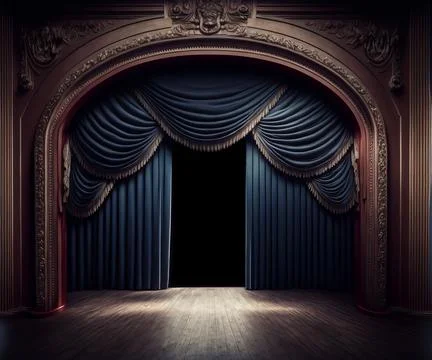 Elegant theatre stage curtain background. Generative ai Stock Illustration