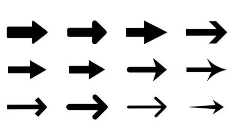 Elegant Thin and Curved Pointer Arrow Set Illustrazione stock