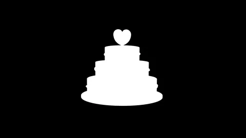 Elegant Three-Tier Wedding Cake with Heart Topper Illustration Stock Footage 341921363