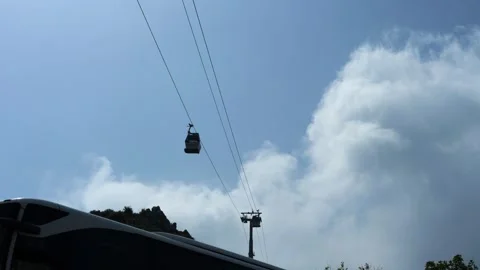 The elegant transition of funicular from one side to the other, providing Stock Footage 276896176