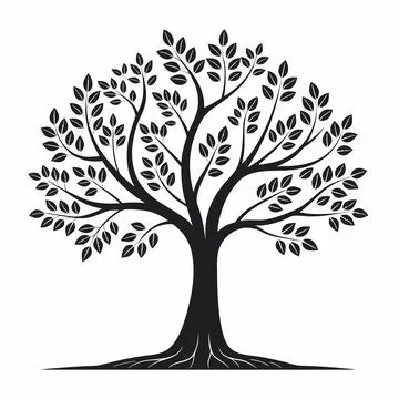 Elegant Tree Silhouette Vector  Minimal Nature Design Stock Illustration