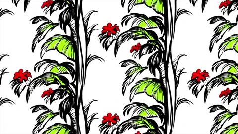 Elegant Tropical Pattern – Horizontal Motion Animation Stock Footage 306385425