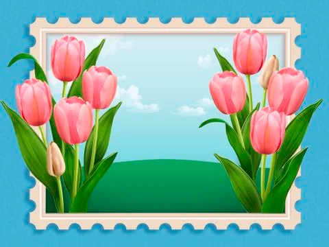 Elegant Tulip bed Stock Illustration