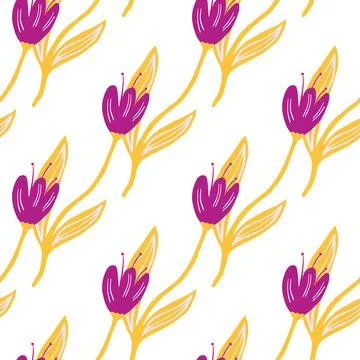 Elegant tulip seamless pattern isolated on white background. Stock Illustration