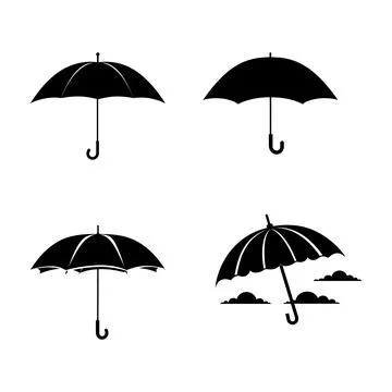 Elegant Umbrella Silhouettes  Versatile Vector Collection for Design Projects Stock Illustration