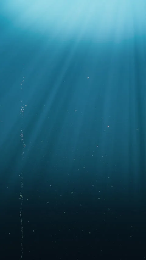 Elegant Underwater Abstract Light Rays With Bubbles Background Loop Stock Footage 311483532