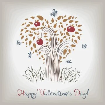 Elegant valentine's tree Stock Illustration