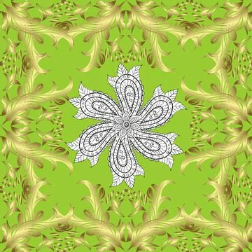 Elegant vector classic pattern. Yellow, green and neutral and golden pattern. Se Stockillustratie
