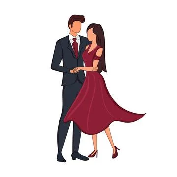 Elegant Vector Couple Character in White Background Ilustração Stock