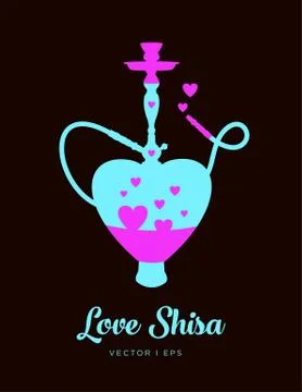 Elegant vector editable black shisha silhouette, symbol of passion for the Va Stock Illustration