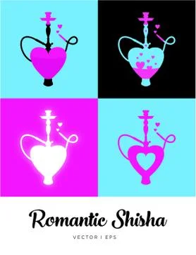 Elegant vector editable black shisha silhouette, symbol of passion for the Va Stock Illustration