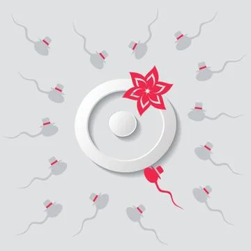 Elegant vector fertilization symbols egg and sperms Stock Illustration