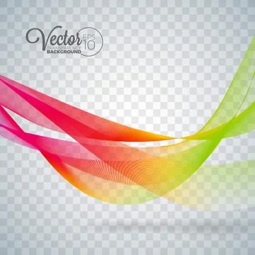 Elegant vector flowing color wave design on transparent background. Stock Illustration