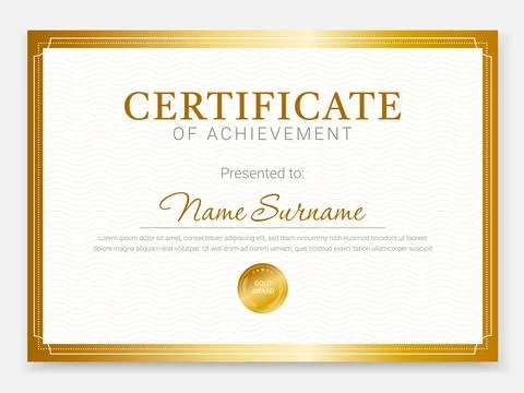 Elegant Vector Gold Certificate Stock Illustration